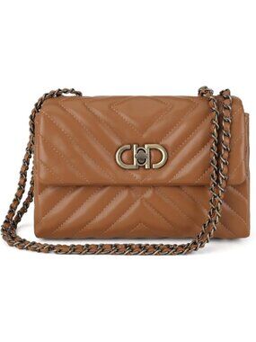 〽️Women's Brown Vegan Leather Convertible Crossbody iPad Mini Purse Shoulder Bag